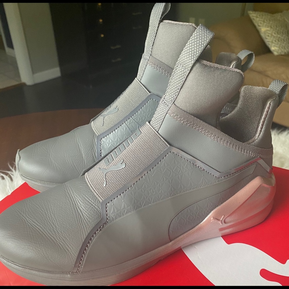 Puma Gray and Pink Fierce Tennis Shoes